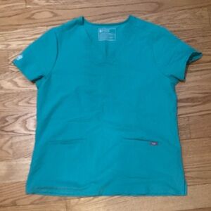 Figs Aqua Blue Scrub Top